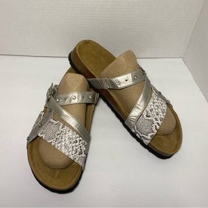Birkenstock Betula Faux Snake White Silver Gemstone Sz 11